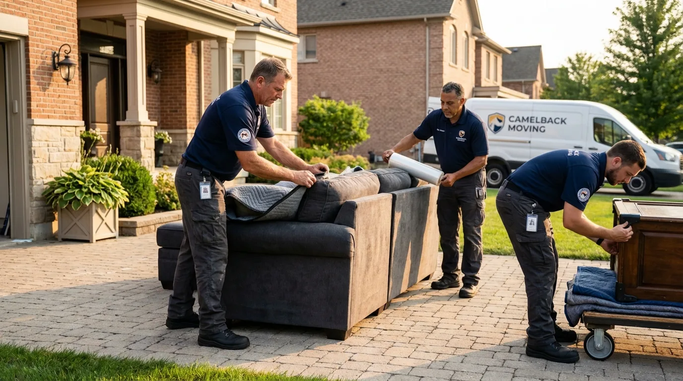 Large estate moving crew wrapping furniture in Carville, LA